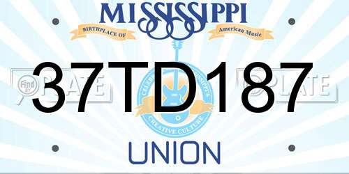 37TD187 Mississippi License Plate