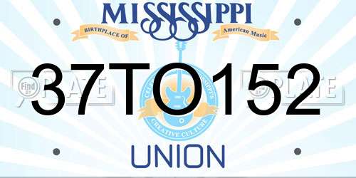 37TO152 Mississippi License Plate