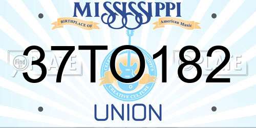 37TO182 Mississippi License Plate