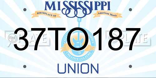 37TO187 Mississippi License Plate