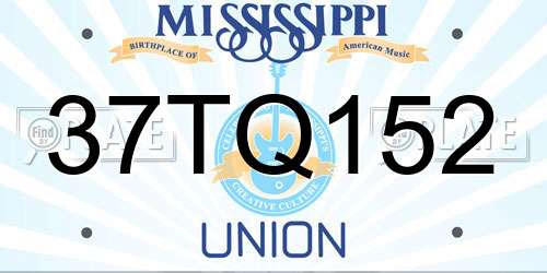 37TQ152 Mississippi License Plate