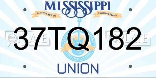 37TQ182 Mississippi License Plate