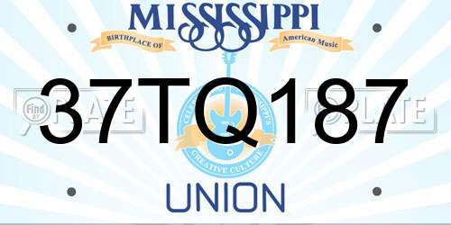 37TQ187 Mississippi License Plate