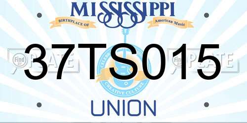 37TS015 Mississippi License Plate