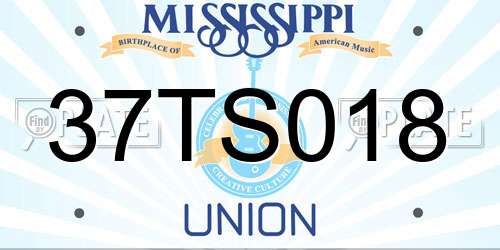 37TS018 Mississippi License Plate