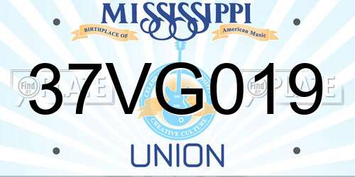 37VG019 Mississippi License Plate