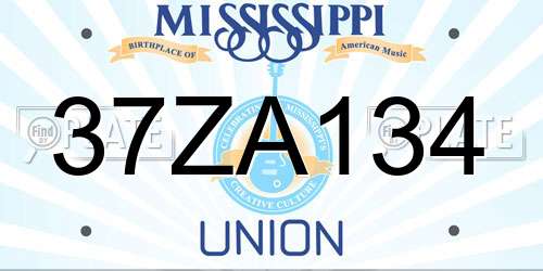 37ZA134 Mississippi License Plate