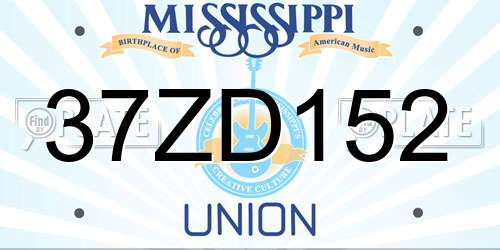 37ZD152 Mississippi License Plate