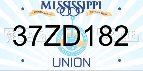 37ZD182 Mississippi License Plate