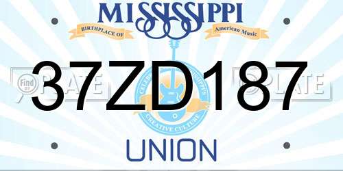 37ZD187 Mississippi License Plate