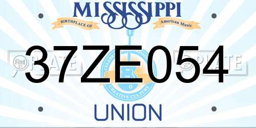 37ZE054 Mississippi License Plate