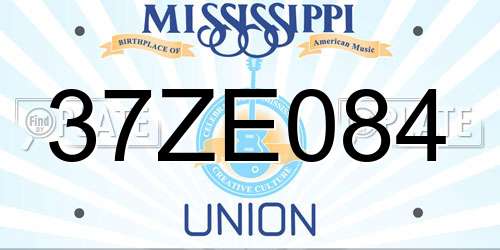37ZE084 Mississippi License Plate