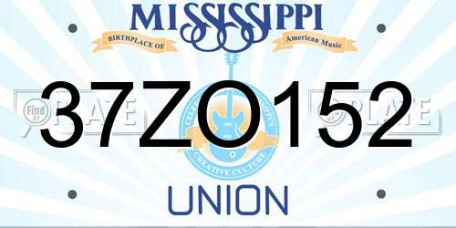 37ZO152 Mississippi License Plate