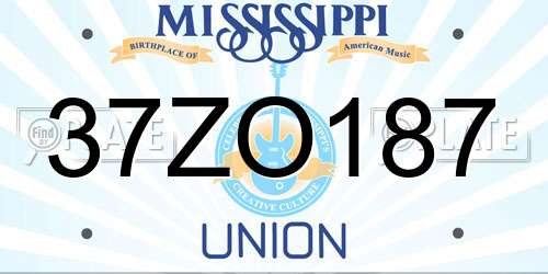 37ZO187 Mississippi License Plate