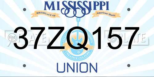 37ZQ157 Mississippi License Plate