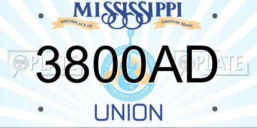 3800AD Mississippi License Plate