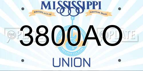 3800AO Mississippi License Plate
