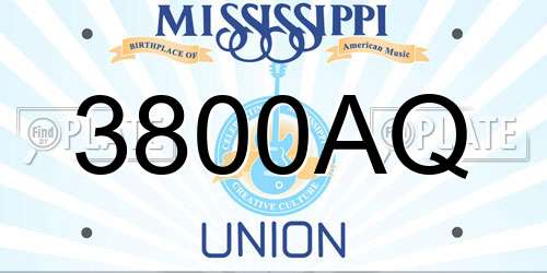 3800AQ Mississippi License Plate
