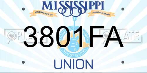 3801FA Mississippi License Plate