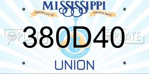 380D40 Mississippi License Plate