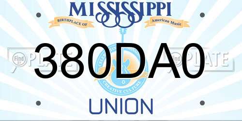 380DA0 Mississippi License Plate