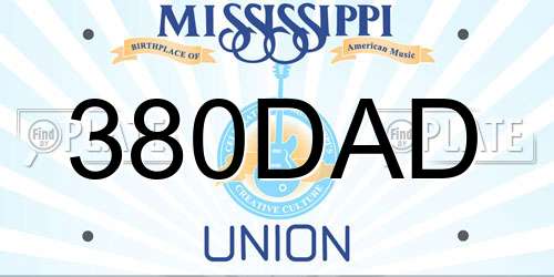 380DAD Mississippi License Plate