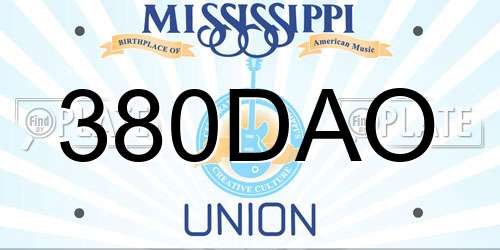 380DAO Mississippi License Plate