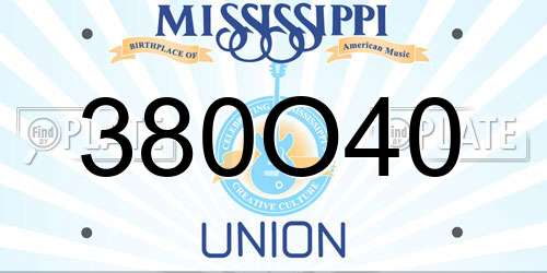 380O40 Mississippi License Plate
