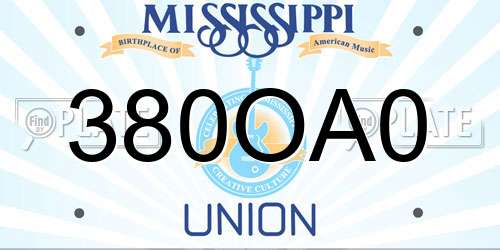 380OA0 Mississippi License Plate