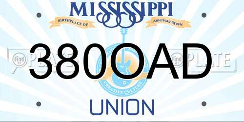 380OAD Mississippi License Plate