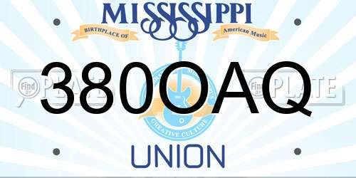 380OAQ Mississippi License Plate