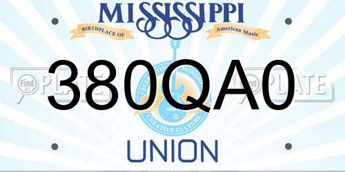 380QA0 Mississippi License Plate
