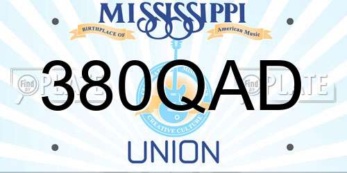 380QAD Mississippi License Plate