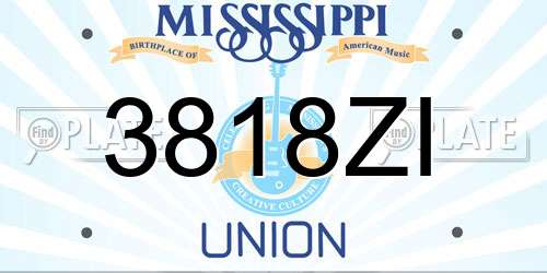 3818ZI Mississippi License Plate