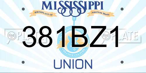 381BZ1 Mississippi License Plate