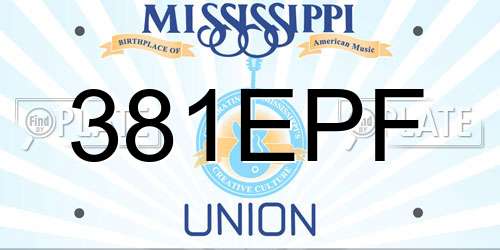 381EPF Mississippi License Plate