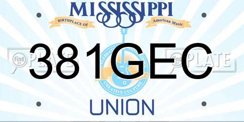 381GEC Mississippi License Plate