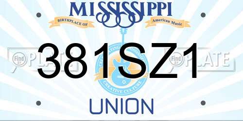 381SZ1 Mississippi License Plate