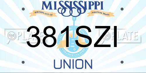 381SZI Mississippi License Plate