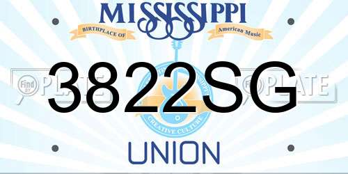 3822SG Mississippi License Plate