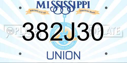 382J30 Mississippi License Plate