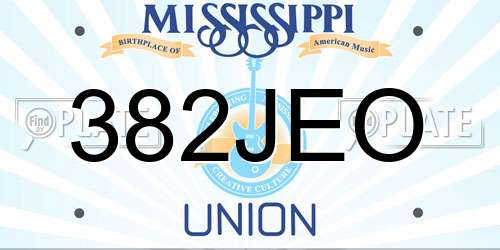 382JEO Mississippi License Plate