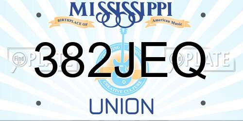 382JEQ Mississippi License Plate