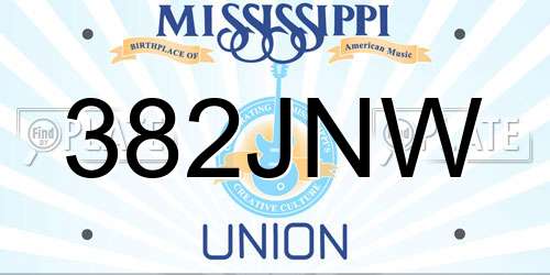 382JNW Mississippi License Plate
