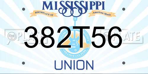 382T56 Mississippi License Plate