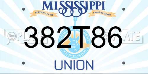 382T86 Mississippi License Plate