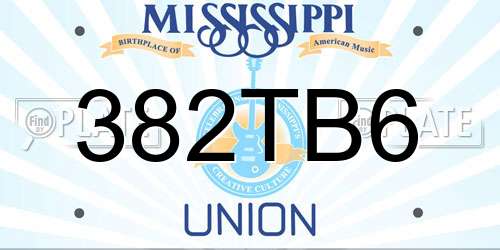 382TB6 Mississippi License Plate