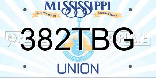 382TBG Mississippi License Plate