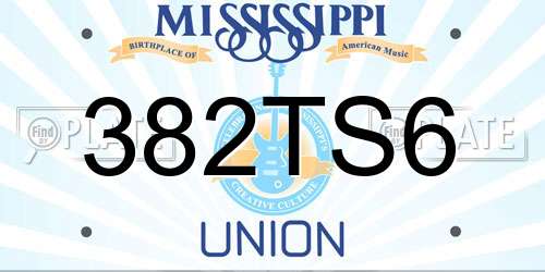 382TS6 Mississippi License Plate