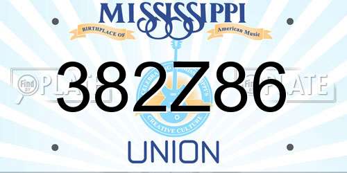 382Z86 Mississippi License Plate